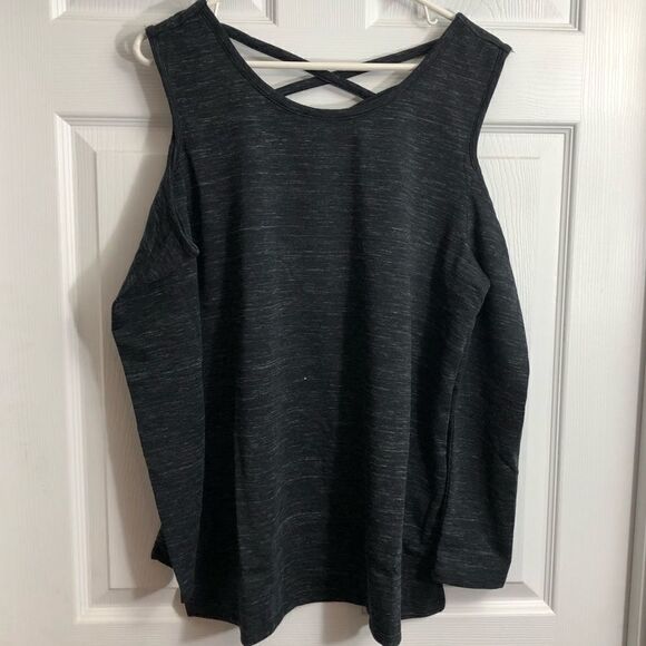 NWT Lane Bryant cold Shoulder L/S criss cross back top - Picture 1 of 4